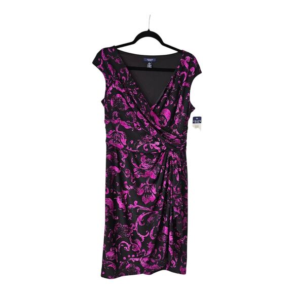 Chaps NWT Womens LG Cascade Dress Faux Wrap Crossover V-Neck Stretch Sleeveless - Picture 1 of 8